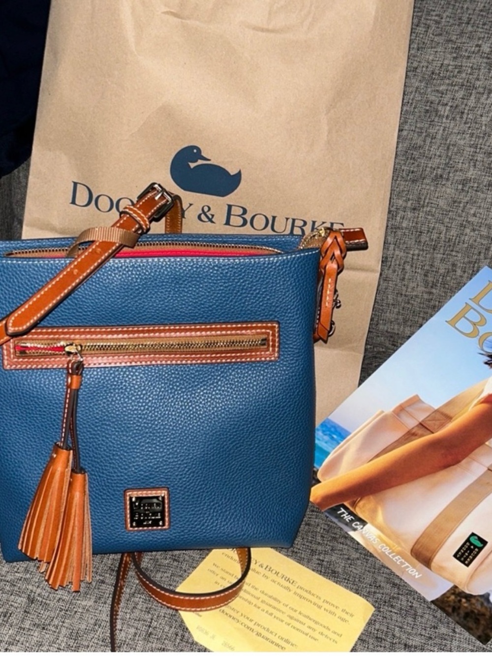Dooney & Bourke- Authentic 🍀 NWT! Teal Pebbled Leather Crossbody w/ Tassels